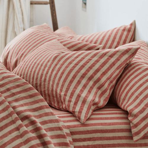Image showing the Pembroke Stripe Pillowcases, Standard, Sandstone Red product.