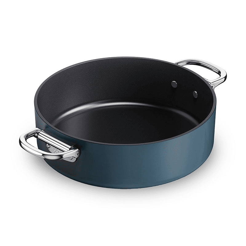 Space Folding Ceramic Non-Stick Casserole Pan & Lid, 28cm, Midnight Blue