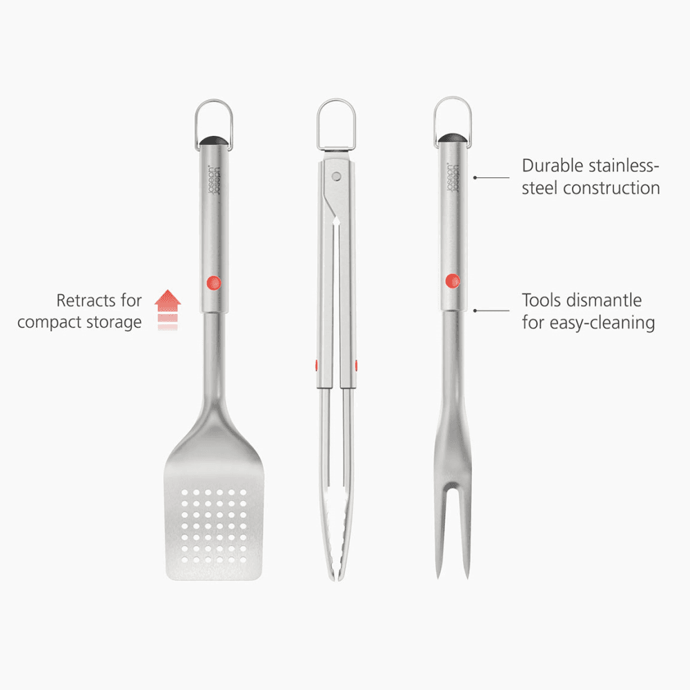 GrillOut 3 Piece BBQ Set, Stainless Steel