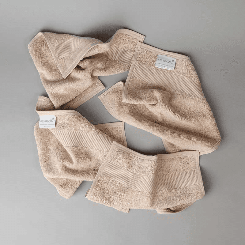 Organic 600gsm Set of 2 Face Towels, Flax