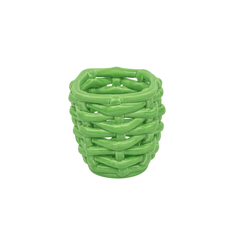 Juicy Basketweave Planter, D13cm, Apple Green