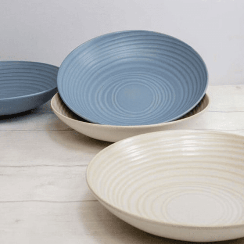 Stoneware Set of 4 Coupe Pasta Bowls, D22cm, Blue