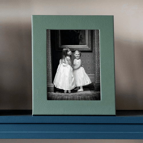 Image showing the Luxury Leather Photograph Frame, 7x5", Lichen Green product.