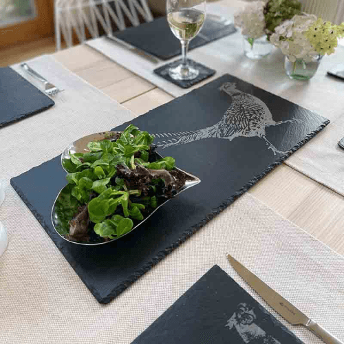 Image showing the Pheasant Slate Table Runner, H25 x W50cm, Black product.