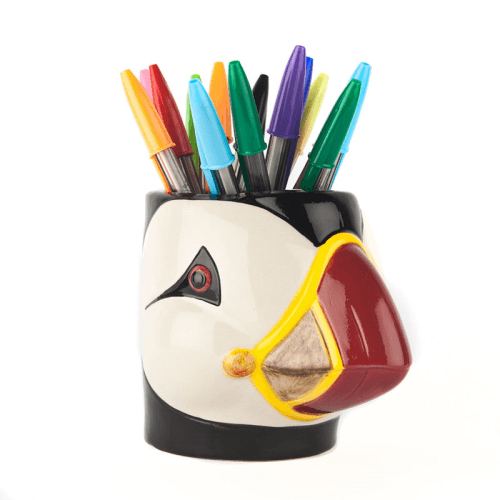Image showing the Puffin Pencil Pot, H12cm, Black/Yellow product.