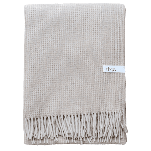 Image showing the Recycled Wool Blanket, 145 x 190cm, Camel Waffle product.