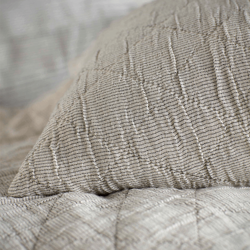 Stripe Cotton Quilted Throw, 230 x 260cm, Black and Natural