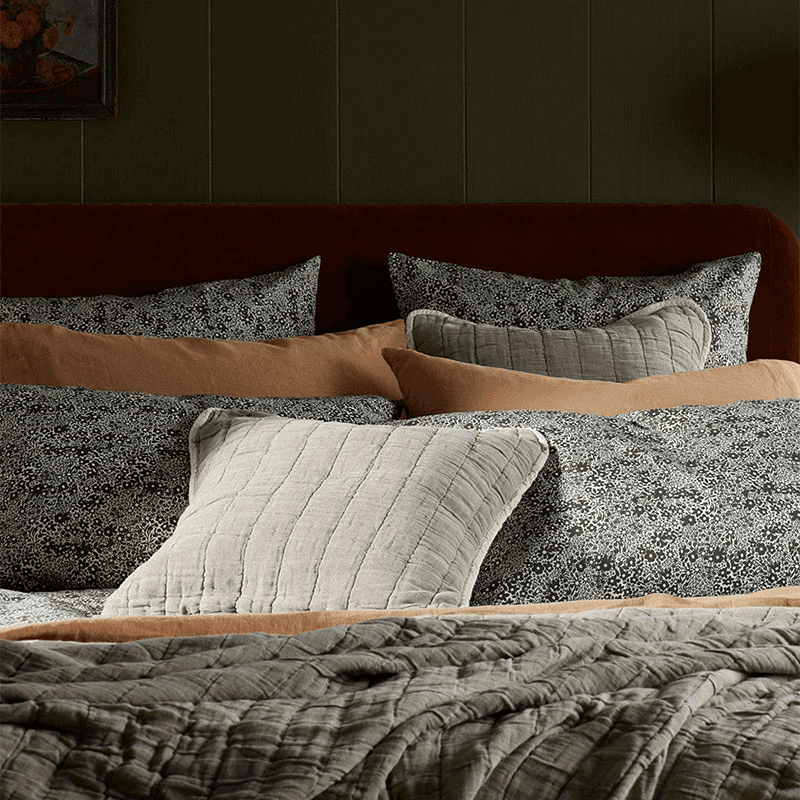 Vivienne Cotton Quilted Cushion Cover, 50 x 50cm, Olive Green