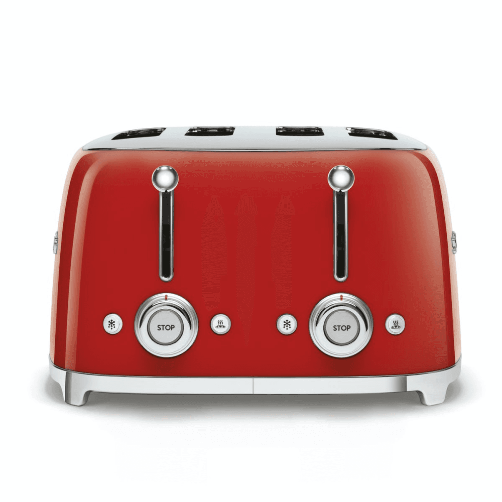 50's Retro 4 slice toaster - 4 slot, Red