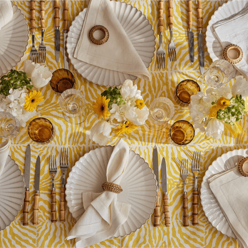 Image showing the Zebra Tablecloth, 145 x 300cm, Yellow product.
