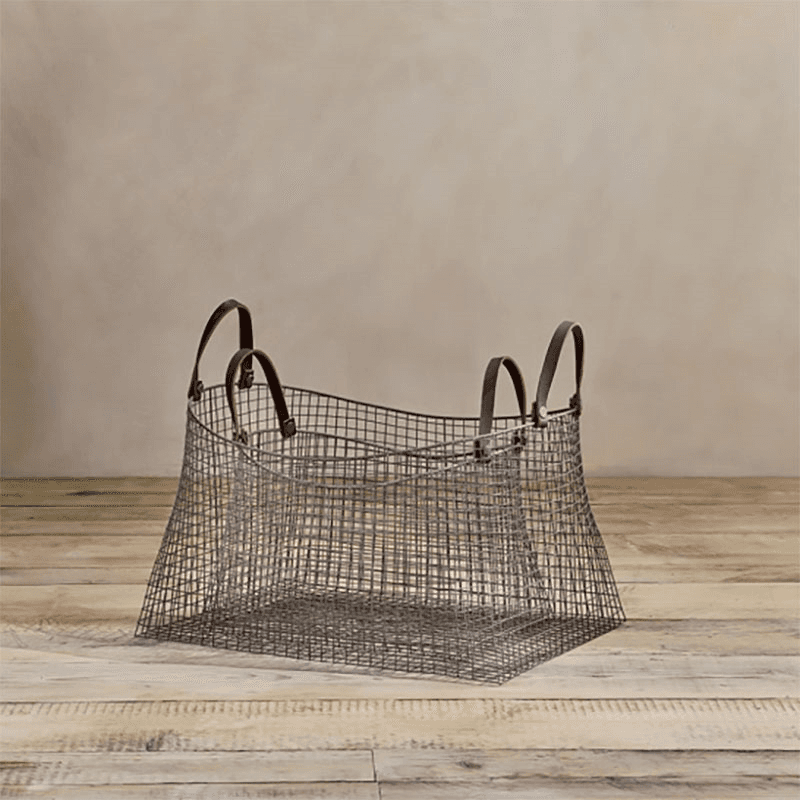 Adah Set of 2 Iron Baskets, Brown