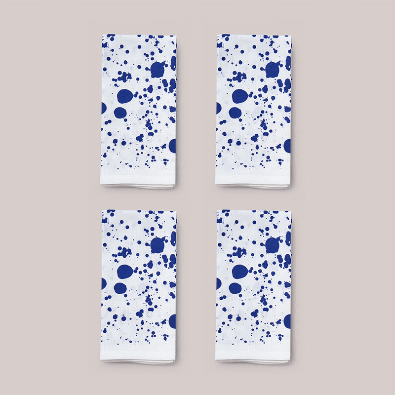 Splatter Set of 4 Napkins, W50 x L50cm, Electric Blue