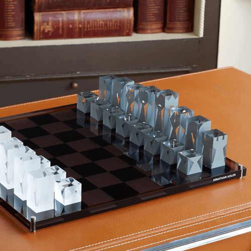 Image showing the Acrylic Chess Set, 44 x 44cm, Grey product.