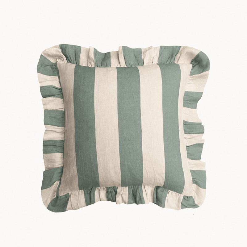 Extra Wide Stripe Cushion Cover, 45 x 45 cm, Sea Green