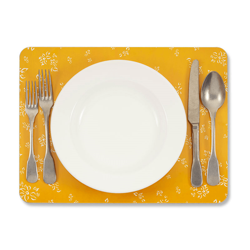 Falling Flower Rectangle Placemat, 38 x 29 cm, Lemon Yellow