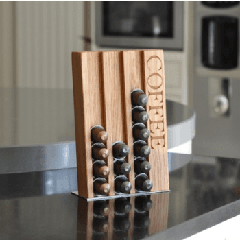 Image showing the Engraved 'Coffee' Pod Rack, Oak product.