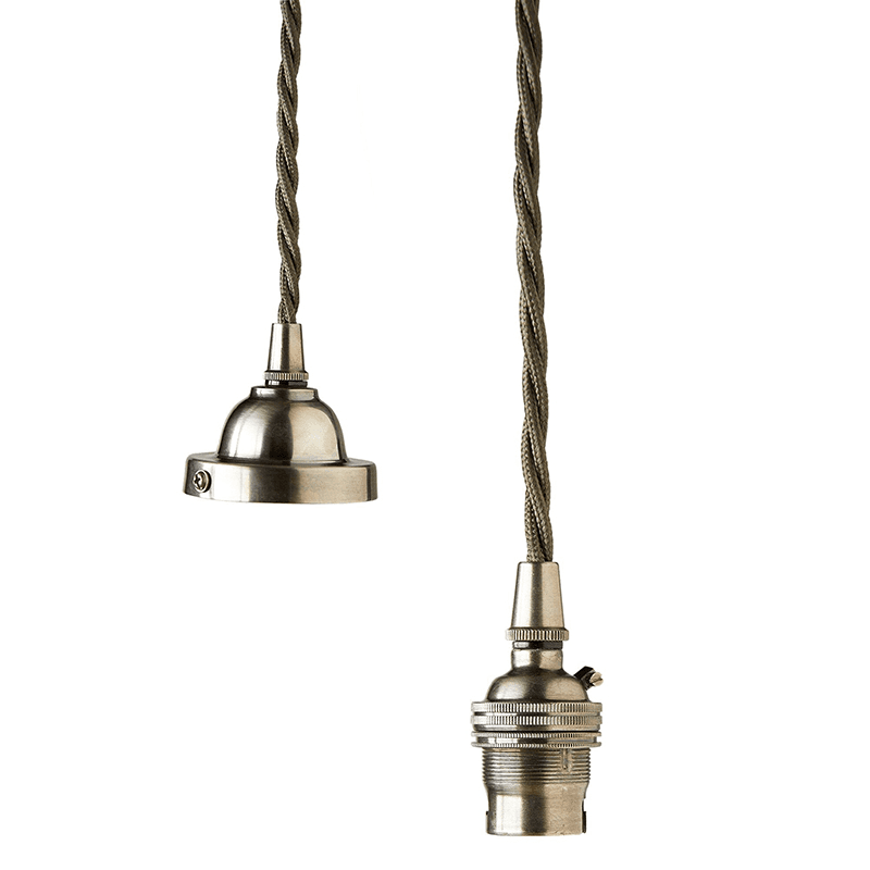 Ted Ceramic Shade with Antiqued Silver Gallery, D29.5cm, Stone