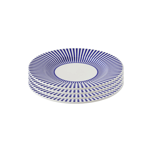 Image showing the Stecatto Set of 4 Side Plates, D18cm, White and Blue product.