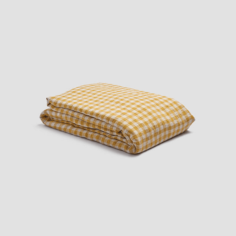 Gingham Linen Duvet Cover, Double, Honey