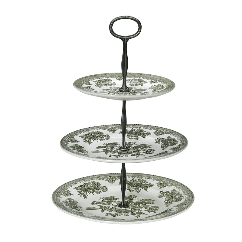 Asiatic Pheasants 3 Tier Cake Stand, H35 x W26.5 x D26.5cm, Green