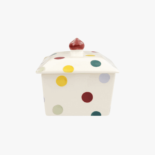 Image showing the Polka Dot Butter Dish, L15 x W11.4 x H10cm, Cream product.