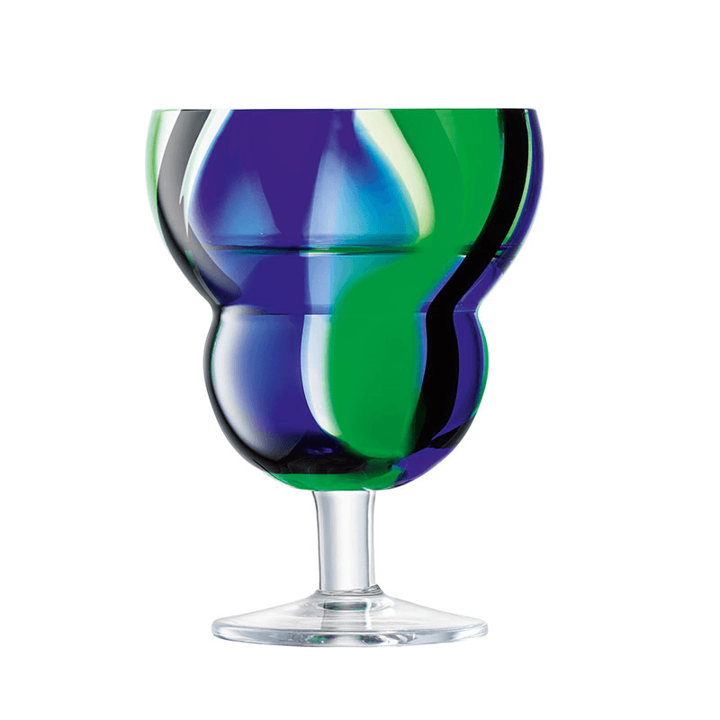 Folk Set of 2 Wine Glasses, 230ml, Black/Blue/Green