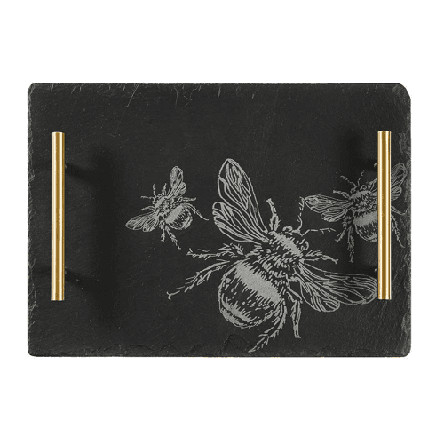 Image showing the Bee Medium Slate Serving Tray, H25 x W35cm, Black product.