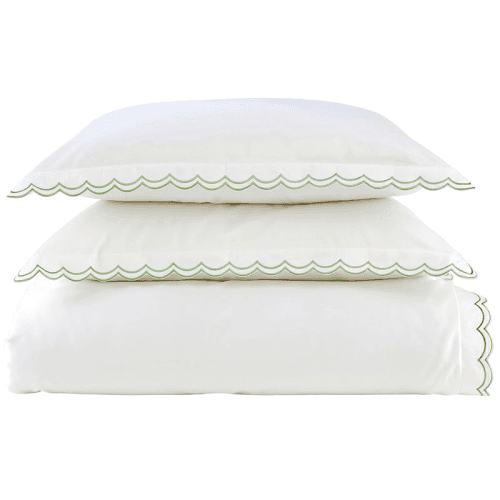 Image showing the Scallop Edge Duvet Set, Super King, Matcha product.
