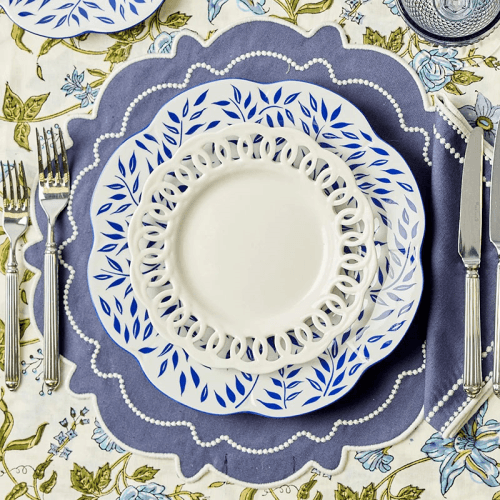 Image showing the Abigail Set of 4 Placemat, D40cm, Blue product.