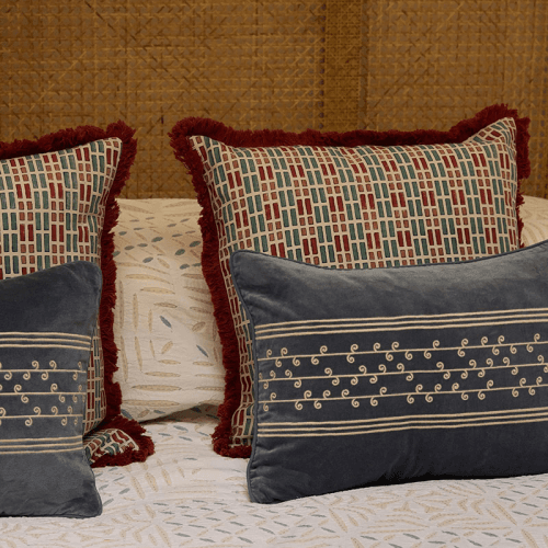Image showing the Ladrillo Cushion, 50 x 50cm, Red & Blue product.