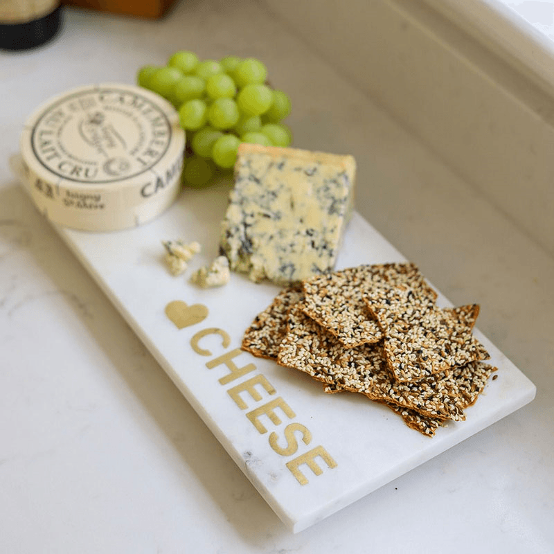 Marble Cheese Platter, L38 x W18cm, White