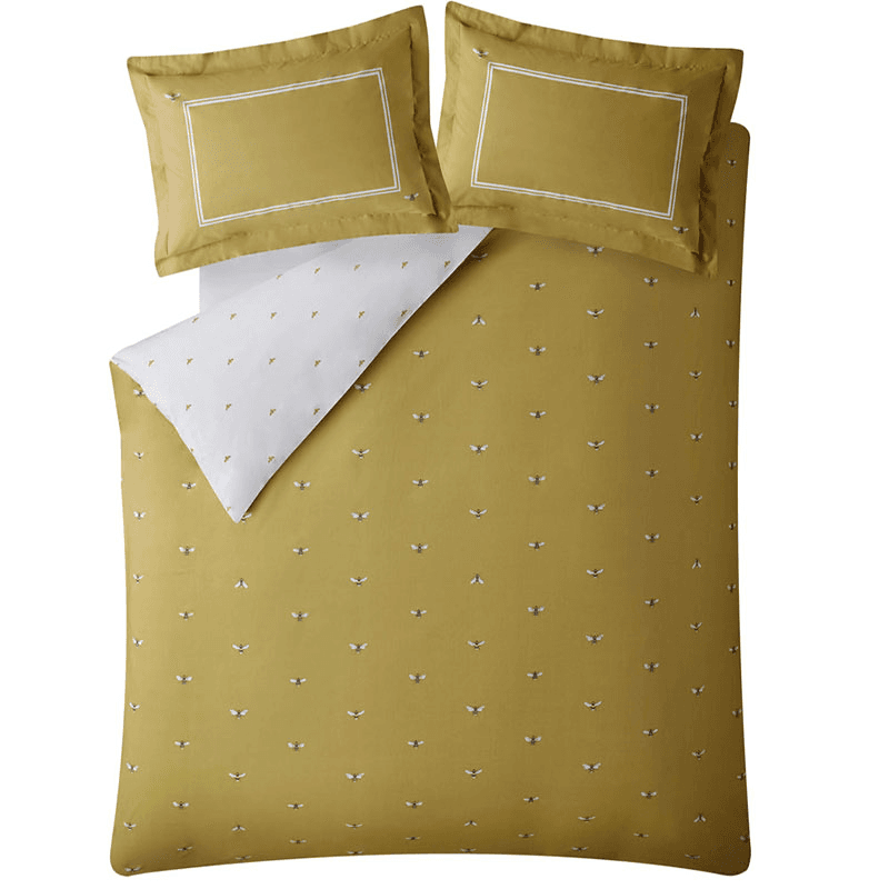 Bees King Size Duvet Set, Mustard