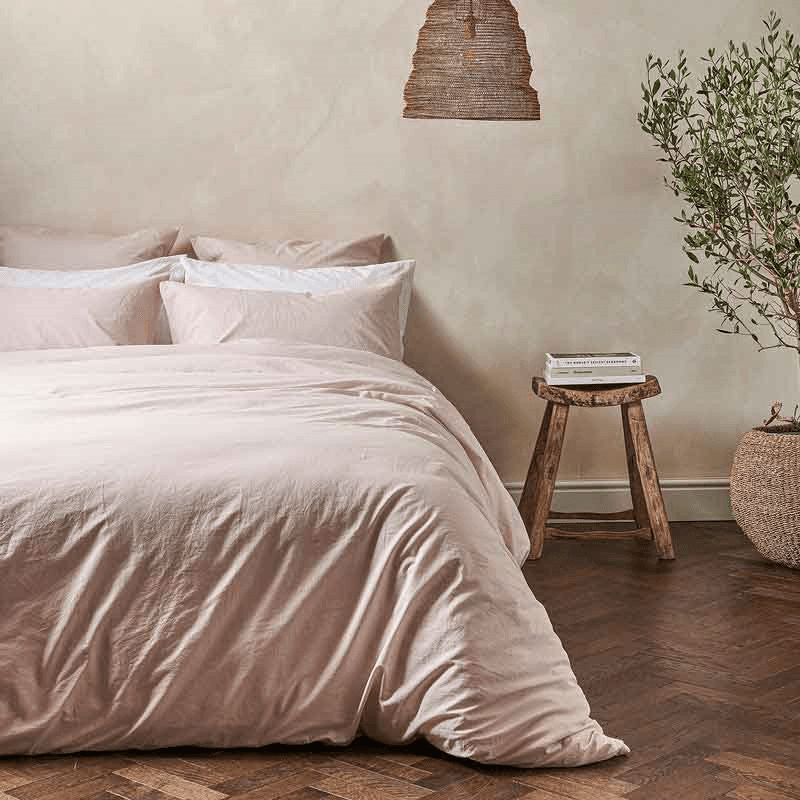 Relaxed Cotton Double Duvet Cover, Rose
