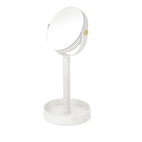 Image showing the Close Up Magnifying mirror, H45 x Dia19.5cm, White/Oak product.