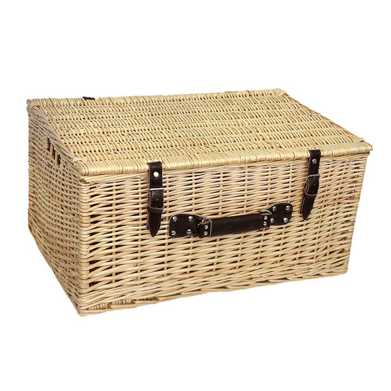 Buff Willow Picnic Hamper with Leather Straps