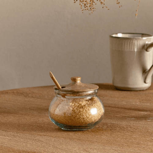 Image showing the Kali Round Storage Jar, H7.5cm, Natural & Clear product.