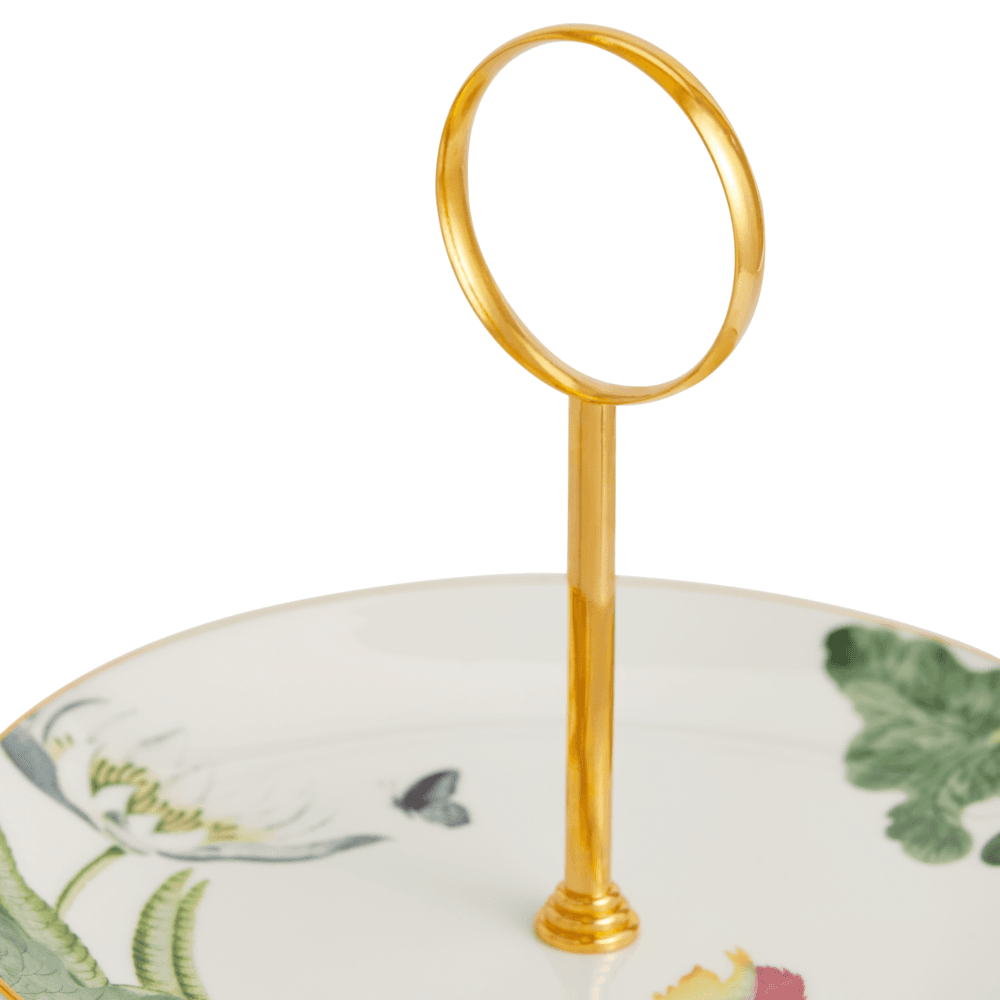 Wonderlust Waterlily 3 Tier Cake Stand, White/Yellow/Floral