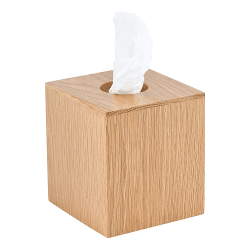 Image showing the Mezza Tissue box cube, H14 x W12.5 x D13cm, Oak product.