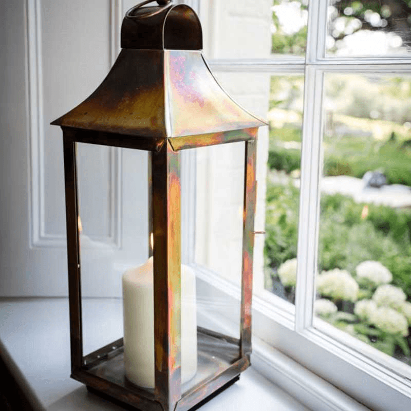 Tonto Lantern, H50cm, Burnished copper/Clear