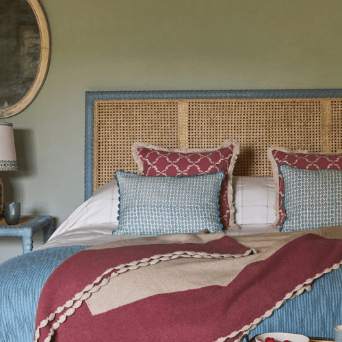 Image showing the Viale Print Cushion, 50 x 35cm, Blue product.