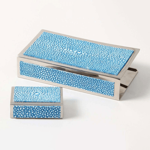 Image showing the Large Match Box Holder, 13 x 7cm, Duke Blue Shagreen product.