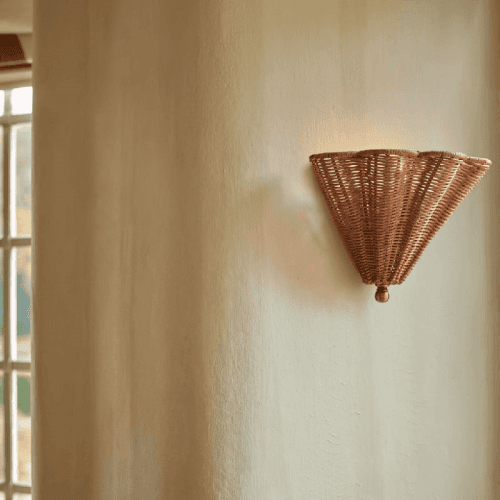 Image showing the Athena Uplighter Wall Light, Rattan product.