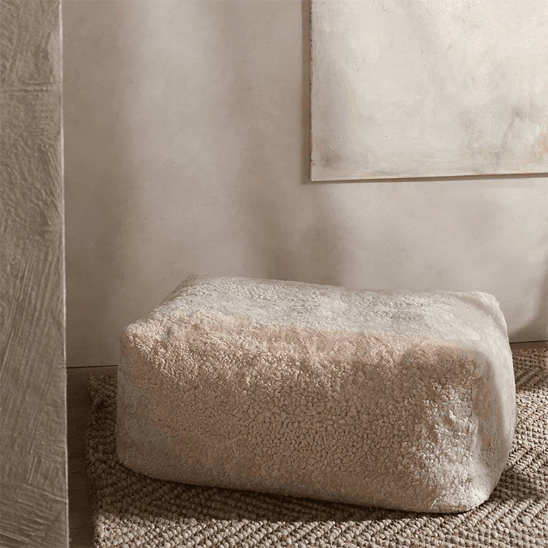 Sheepskin Sheepskin Oblong Pouffe, Pearl