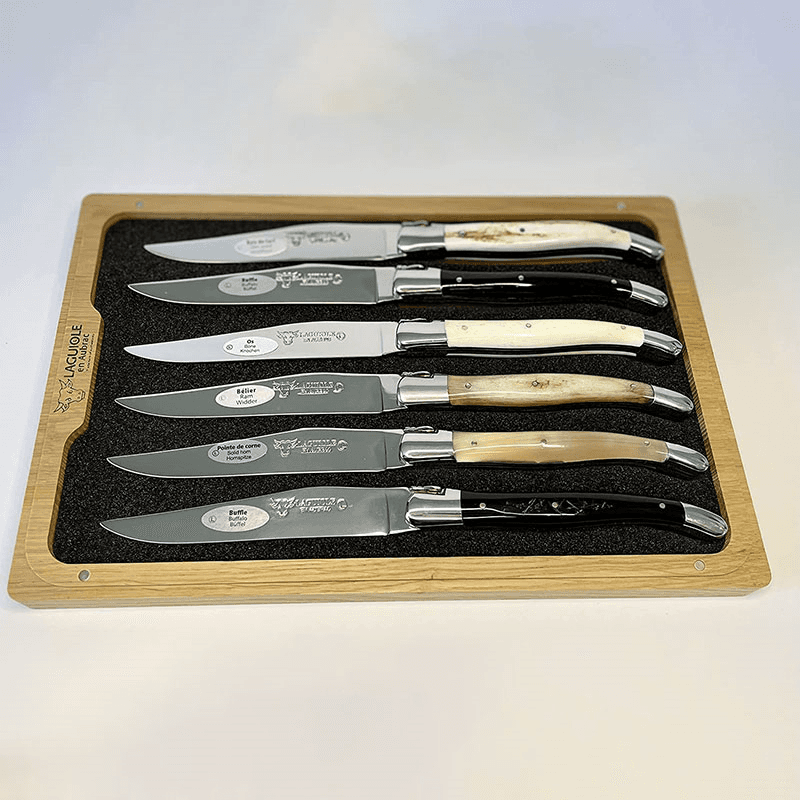 Set of 6 Laguiole Steak Knives, Belier Handles