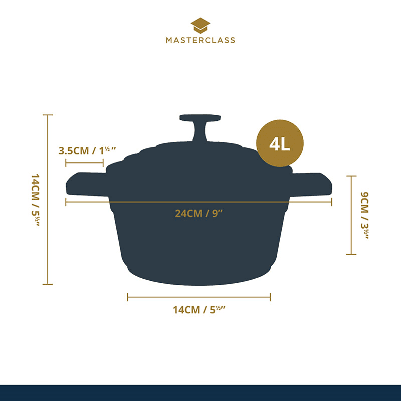 Cast Aluminium Casserole Dish, 1.4L, Black