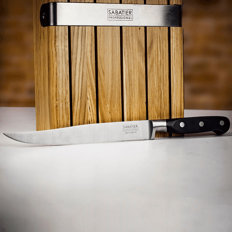 Knife Block, Oak with 5 Sabatier Knives