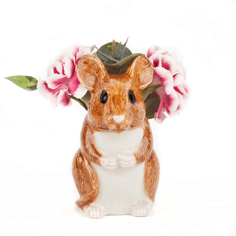 Wood Mouse Bud Vase, H8cm, Brown