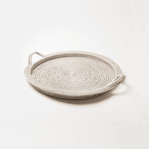 Image showing the Inle Rattan Tray, D40cm, White product.