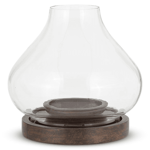 Image showing the Naryla Mango Wood Lantern, H23cm, Dark Stain product.