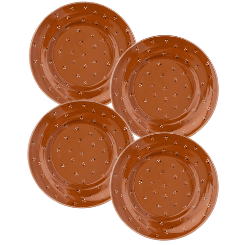 Image showing the Dotty Set of 4 Dinner Plates, D25cm, Terracotta product.